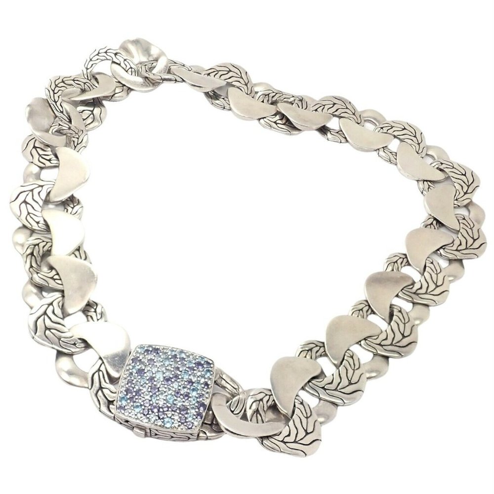 John Hardy Silver Blue Topaz Iolite Kali Lava Large Necklace